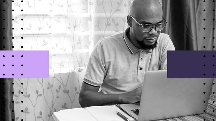 Stylized image of man working on his laptop