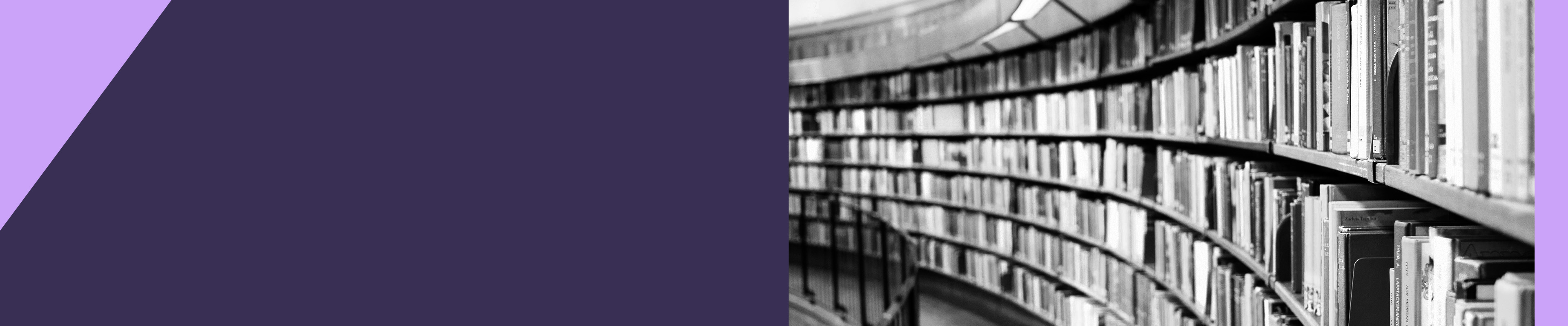 Wide angle shot of library shelves